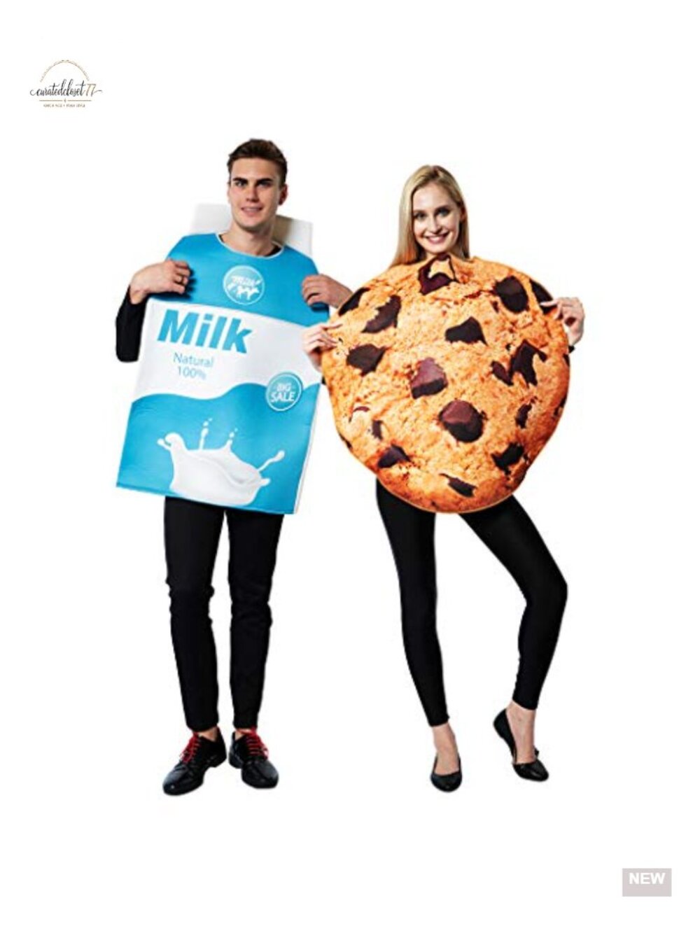 Couple Halloween Costume Cookies & Milk Carton Box Cosplay Outfit Adult
